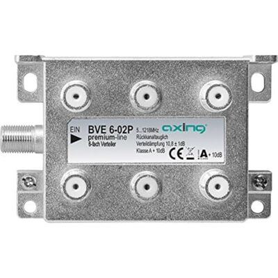 Axing BVE 6-02P 6-fach BK-Verteiler für Kabelfernsehen Multimedia Digital-TV 5-1218 MHz F-Anschluss metall Axing BVE 6-02P 6-fach BK-Verteiler für Kabelfernsehen Multimedia Digital-TV 5-1218 MHz F-Anschluss metall