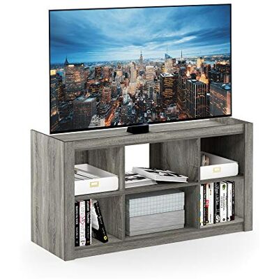 Furinno Fowler Mehrzweck-TV-Ständer mit 6 Fächern, holz, French Oak Grey, 40.64 x 111.51 x 58.83 cm Furinno Fowler Mehrzweck-TV-Ständer mit 6 Fächern, holz, French Oak Grey, 40.64 x 111.51 x 58.83 cm
