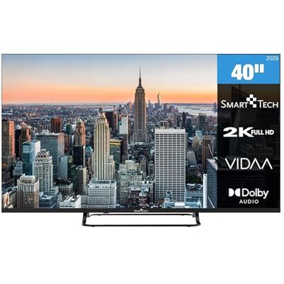 Smart Tech Fernseher 40 Zoll Smart TV VIDAA Fernseher mit Full HD Auflösung, Bluetooth und Triple-Tuner, LED TV 40FV02V (2026) Smart Tech Fernseher 40 Zoll Smart TV VIDAA Fernseher mit Full HD Auflösung, Bluetooth und Triple-Tuner, LED TV 40FV02V (2026)