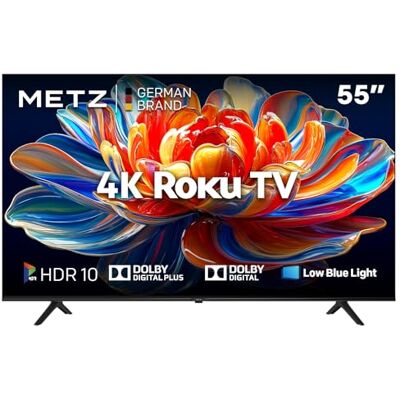 Metz Blue Roku TV, 4K UHD Smart TV, 55 Zoll, 139 cm, Fernseher mit Triple Tuner, mit WLAN, LAN, HDMI, USB, HDTV, 55MUD6011Z, schwarz Metz Blue Roku TV, 4K UHD Smart TV, 55 Zoll, 139 cm, Fernseher mit Triple Tuner, mit WLAN, LAN, HDMI, USB, HDTV, 55MUD6011Z, schwarz