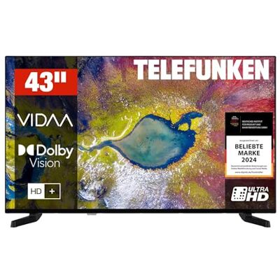 TELEFUNKEN D43U790B2CW Fernseher 43 Zoll VIDAA Smart TV 4K UHD-Auflösung 3X HDMI 2X USB TELEFUNKEN D43U790B2CW Fernseher 43 Zoll VIDAA Smart TV 4K UHD-Auflösung 3X HDMI 2X USB