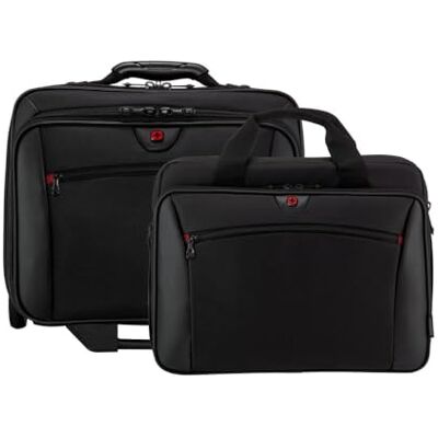 WENGER Potomac 2-TLG Laptop Trolley für Notebook bis 17 Zoll, herausnehmbare Laptop-Tasche 15 Zoll, 23 l, Damen Herren, Büro Business Reisen, Schwarz, 600661 WENGER Potomac 2-TLG Laptop Trolley für Notebook bis 17 Zoll, herausnehmbare Laptop-Tasche 15 Zoll, 23 l, Damen Herren, Büro Business Reisen, Schwarz, 600661
