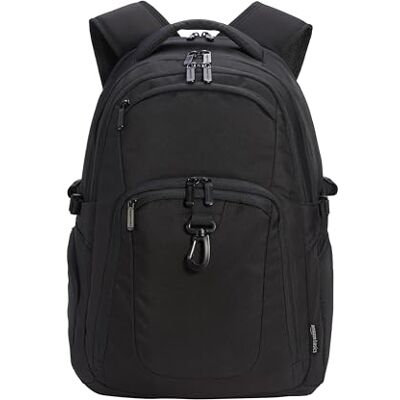 Amazon Laptop Rucksack für 43,2cm (17 Zoll) Laptop, Wasserabweisend, mit Gepäckgurt und Brustgurt, für Reisen, Schule oder Büro, Schwarz Amazon Laptop Rucksack für 43,2cm (17 Zoll) Laptop, Wasserabweisend, mit Gepäckgurt und Brustgurt, für Reisen, Schule oder Büro, Schwarz
