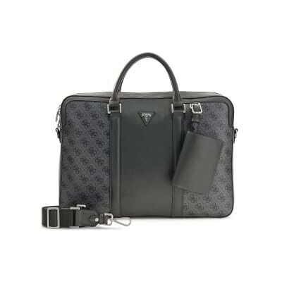 Guess Herren Aktentasche Milano Laptop Bag M Schwarz/Anthrazit Kultiges Design, geräumiges Hauptfach, Signatur-Markenlogo Guess Herren Aktentasche Milano Laptop Bag M Schwarz/Anthrazit Kultiges Design, geräumiges Hauptfach, Signatur-Markenlogo