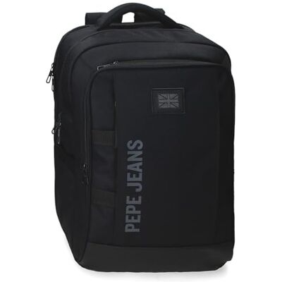 Pepe Jeans Matlock Rucksack für Laptop, 39,6 cm (15,6 Zoll), Schwarz, 31 x 44 x 15 cm, Kunstleder und Polyester von Joumma Bags Pepe Jeans Matlock Rucksack für Laptop, 39,6 cm (15,6 Zoll), Schwarz, 31 x 44 x 15 cm, Kunstleder und Polyester von Joumma Bags