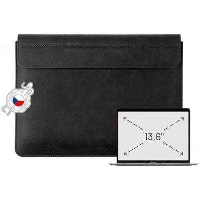 FIXED Oxford Lederhülle 13,6 Zoll für MacBook Air (2022) M2/M3, iPad und andere Geräte: Handgefertigte Laptoptasche aus italienischem Rindsleder, Hülle mit Magnetverschluss, Schwarz FIXED Oxford Lederhülle 13,6 Zoll für MacBook Air (2022) M2/M3, iPad und andere Geräte: Handgefertigte Laptoptasche aus italienischem Rindsleder, Hülle mit Magnetverschluss, Schwarz