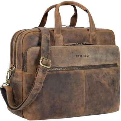 STILORD William Klassische Aktentasche Herren Leder XL Laptoptasche 15,6 Zoll Lehrertasche Echtleder Vintage Businesstasche mit Schultergurt und Tragegriff für Büro Farbe:Kara Cognac STILORD William Klassische Aktentasche Herren Leder XL Laptoptasche 15,6 Zoll Lehrertasche Echtleder Vintage Businesstasche mit Schultergurt und Tragegriff für Büro Farbe:Kara Cognac