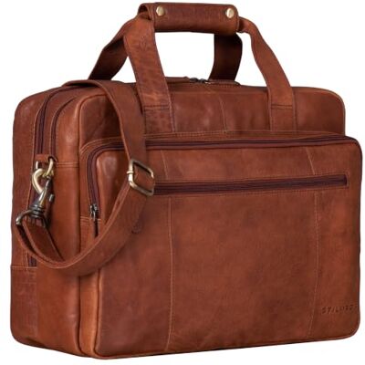 STILORD Experience XL Aktentasche Leder Herren 15,6 Zoll Laptoptasche Business Lehrertasche Große Umhängetasche Arbeitstasche Bürotasche mit Trolleyschlaufe Echtleder Farbe:Cognac Dunkelbraun STILORD Experience XL Aktentasche Leder Herren 15,6 Zoll Laptoptasche Business Lehrertasche Große Umhängetasche Arbeitstasche Bürotasche mit Trolleyschlaufe Echtleder Farbe:Cognac Dunkelbraun