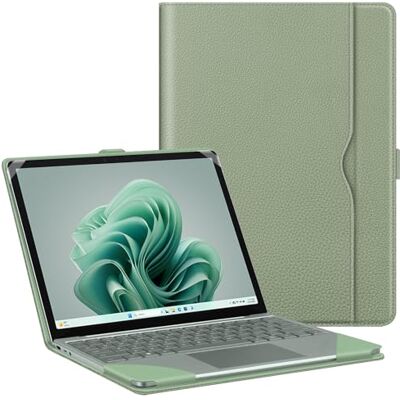 FINTIE Schutzhülle für 12,4 Zoll Microsoft Surface Laptop Go 3/2/1 (Modell 2013/1943), Premium PU Leder Schutzhülle Folio Book Cover mit großer Tasche (Sage) FINTIE Schutzhülle für 12,4 Zoll Microsoft Surface Laptop Go 3/2/1 (Modell 2013/1943), Premium PU Leder Schutzhülle Folio Book Cover mit großer Tasche (Sage)