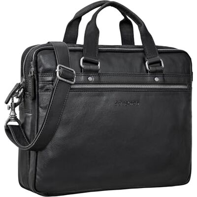 STILORD Brayson Businesstasche 15 Zoll Leder Laptoptasche Aktentasche zum Umhängen Trolley Aufsteckbar Echtes Vintage Leder Farbe:schwarz STILORD Brayson Businesstasche 15 Zoll Leder Laptoptasche Aktentasche zum Umhängen Trolley Aufsteckbar Echtes Vintage Leder Farbe:schwarz