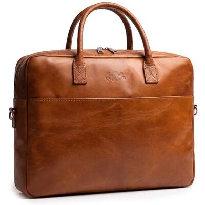 SID & VAIN große Laptoptasche echt Leder 15 Zoll Laptop Business-Tasche CEDAR groß Aktentasche mit Schultergurt Arbeitstasche Herren und Damen braun handgefertigt SID & VAIN große Laptoptasche echt Leder 15 Zoll Laptop Business-Tasche CEDAR groß Aktentasche mit Schultergurt Arbeitstasche Herren und Damen braun handgefertigt