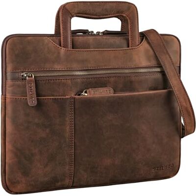 STILORD "Cole Vintage Laptoptasche 14 Zoll Leder Herren Schmal Laptophülle Echtleder Dokumententasche für Laptop Arbeit Business Reise Farbe:schwarz STILORD "Cole Vintage Laptoptasche 14 Zoll Leder Herren Schmal Laptophülle Echtleder Dokumententasche für Laptop Arbeit Business Reise Farbe:schwarz