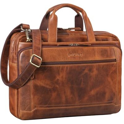 STILORD Antoine Leder Arbeitstasche Groß Businesstasche Aktentasche Lehrertasche Umhängetasche für DIN A4 Laptopasche Trolley Aufsteckbar Echtes Leder Farbe:Kara Cognac STILORD Antoine Leder Arbeitstasche Groß Businesstasche Aktentasche Lehrertasche Umhängetasche für DIN A4 Laptopasche Trolley Aufsteckbar Echtes Leder Farbe:Kara Cognac