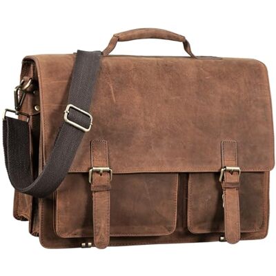 STILORD "Clifford Aktentasche Leder Herren groß Laptoptasche 14 Zoll Businesstasche Umhängetasche A4 Dokumententasche mit Trolleyhalterung Vintage Braun Farbe:polo braun STILORD "Clifford Aktentasche Leder Herren groß Laptoptasche 14 Zoll Businesstasche Umhängetasche A4 Dokumententasche mit Trolleyhalterung Vintage Braun Farbe:polo braun
