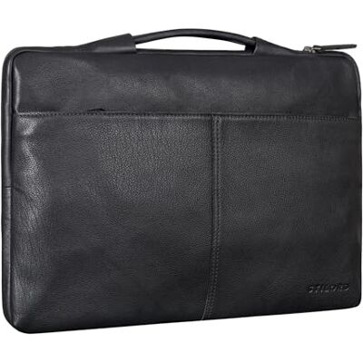 STILORD Kit 15.6 Zoll Laptop Tasche Leder Notebook Tasche Herren für Arbeit Reisen Business Schmale Laptophülle aus Echtleder Premium Laptoptasche Farbe:schwarz STILORD Kit 15.6 Zoll Laptop Tasche Leder Notebook Tasche Herren für Arbeit Reisen Business Schmale Laptophülle aus Echtleder Premium Laptoptasche Farbe:schwarz