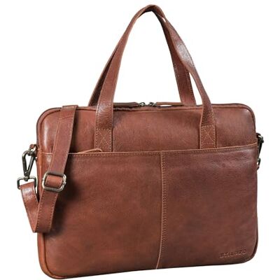 STILORD "Leonel Schmale Laptoptasche 15.6 Zoll Leder Braun Aktentasche Herren Notebooktasche Echtleder Laptop Sleeve Dünne Business Umhängetasche mit Schultergurt & Griff STILORD "Leonel Schmale Laptoptasche 15.6 Zoll Leder Braun Aktentasche Herren Notebooktasche Echtleder Laptop Sleeve Dünne Business Umhängetasche mit Schultergurt & Griff
