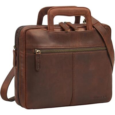 STILORD Connell Laptoptasche 13 Zoll Leder Aktentasche Schmal Arbeitstasche Herren Vintage Laptop-Hülle Dokumententasche A4 Tablet-Tasche aus Echtleder Farbe:Zamora braun STILORD Connell Laptoptasche 13 Zoll Leder Aktentasche Schmal Arbeitstasche Herren Vintage Laptop-Hülle Dokumententasche A4 Tablet-Tasche aus Echtleder Farbe:Zamora braun
