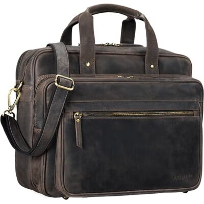 STILORD Herren-Businesstasche aus Leder braun große 15,6 Zoll Laptoptasche Männer-Aktentasche Vintage Umhängetasche aus Rindsleder Walt STILORD Herren-Businesstasche aus Leder braun große 15,6 Zoll Laptoptasche Männer-Aktentasche Vintage Umhängetasche aus Rindsleder Walt