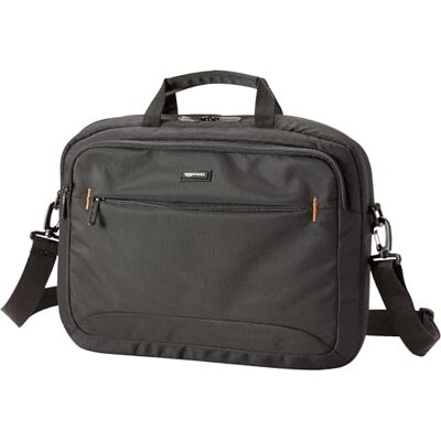 Amazon kompakte Laptoptasche, Umhängetasche/Tragetasche mit Taschen zur Aufbewahrung von Zubehör, für Laptops bis zu 15,6 Zoll (39,6 cm), Schwarz, 1 Stück Amazon kompakte Laptoptasche, Umhängetasche/Tragetasche mit Taschen zur Aufbewahrung von Zubehör, für Laptops bis zu 15,6 Zoll (39,6 cm), Schwarz, 1 Stück