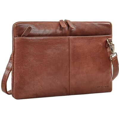 STILORD "Graham Vintage Laptoptasche Leder Schwarz 15.6 Zoll Aktentasche Herren Damen Notebooktasche Echtleder Laptop Sleeve Schmale Umhängetasche mit Schultergurt STILORD "Graham Vintage Laptoptasche Leder Schwarz 15.6 Zoll Aktentasche Herren Damen Notebooktasche Echtleder Laptop Sleeve Schmale Umhängetasche mit Schultergurt