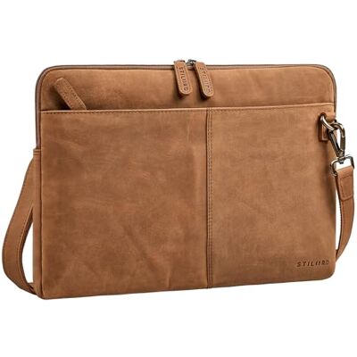 STILORD "Graham Vintage Laptoptasche Leder Schwarz 15.6 Zoll Aktentasche Herren Damen Notebooktasche Echtleder Laptop Sleeve Schmale Umhängetasche mit Schultergurt STILORD "Graham Vintage Laptoptasche Leder Schwarz 15.6 Zoll Aktentasche Herren Damen Notebooktasche Echtleder Laptop Sleeve Schmale Umhängetasche mit Schultergurt
