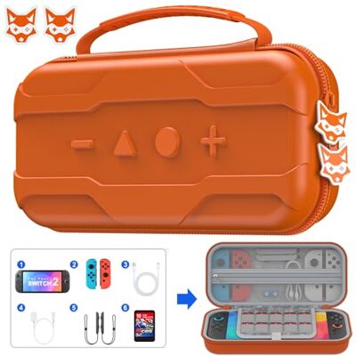 Tasche Kompatibel mit Nintendo Switch 2-Konsole, Harte Tragetasche Hülle Case für die Nintendo Switch 2(2025)/Switch/OLED, Schutzhülle mit Aufbewahrung für 20 Spiele, Konsole & Zubehör Qrange Farbe Tasche Kompatibel mit Nintendo Switch 2-Konsole, Harte Tragetasche Hülle Case für die Nintendo Switch 2(2025)/Switch/OLED, Schutzhülle mit Aufbewahrung für 20 Spiele, Konsole & Zubehör Qrange Farbe