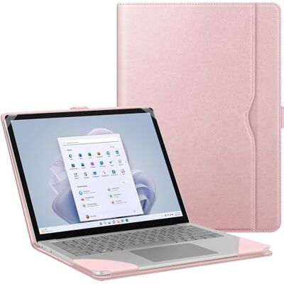 FINTIE Schutzhülle für 13,5 Zoll Microsoft Surface Laptop 5/4/3/2 (Modell:1951/1868/1958/1950/1867/1769), Premium PU Leder Schutzhülle Folio Book Cover mit großer Tasche, Roségold FINTIE Schutzhülle für 13,5 Zoll Microsoft Surface Laptop 5/4/3/2 (Modell:1951/1868/1958/1950/1867/1769), Premium PU Leder Schutzhülle Folio Book Cover mit großer Tasche, Roségold