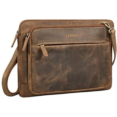 STILORD Clarity Schmale Laptoptasche 15 Zoll Leder Umhängetasche Herren & Damen Dokumententasche A4 Laptop Sleeve und Tablet-Tasche 13 Zoll Arbeit Uni Laptophülle Farbe:mittel braun STILORD Clarity Schmale Laptoptasche 15 Zoll Leder Umhängetasche Herren & Damen Dokumententasche A4 Laptop Sleeve und Tablet-Tasche 13 Zoll Arbeit Uni Laptophülle Farbe:mittel braun