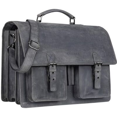 STILORD 'Anton' Echtleder Aktentasche XL 15.6" Laptopfach aufsteckbar Verbesserte Version Farbe:Carbon grau STILORD 'Anton' Echtleder Aktentasche XL 15.6" Laptopfach aufsteckbar Verbesserte Version Farbe:Carbon grau
