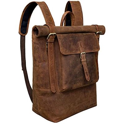 STILORD Chris Leder Rucksack groß XL Lederrucksack für Laptop bis 17 Zoll mit Roll Top Überschlag DIN A4 Ordner Fahrradrucksack Kurierrucksack Vintage Farbe:Prato braun STILORD Chris Leder Rucksack groß XL Lederrucksack für Laptop bis 17 Zoll mit Roll Top Überschlag DIN A4 Ordner Fahrradrucksack Kurierrucksack Vintage Farbe:Prato braun