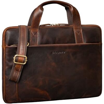 STILORD "Cornelius Vintage Laptoptasche 15-16 Zoll Leder Herren Schmal Laptophülle Echtleder Dokumententasche A4 für Laptop Trolley-Schlaufe Arbeit Business Reise Farbe:schwarz STILORD "Cornelius Vintage Laptoptasche 15-16 Zoll Leder Herren Schmal Laptophülle Echtleder Dokumententasche A4 für Laptop Trolley-Schlaufe Arbeit Business Reise Farbe:schwarz