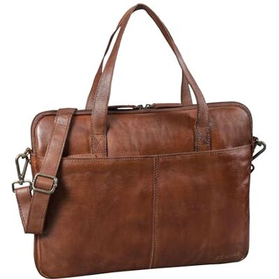 STILORD "Leonel Schmale Laptoptasche 15.6 Zoll Leder Braun Aktentasche Herren Notebooktasche Echtleder Laptop Sleeve Dünne Business Umhängetasche mit Schultergurt & Griff STILORD "Leonel Schmale Laptoptasche 15.6 Zoll Leder Braun Aktentasche Herren Notebooktasche Echtleder Laptop Sleeve Dünne Business Umhängetasche mit Schultergurt & Griff