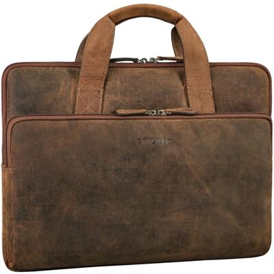 STILORD Beau Vintage Laptop-Tasche 15.6 Zoll Leder Business-Tasche für Herren und Damen Echtleder Hülle Laptop Sleeve MacBook Pro Tasche 16 Zoll Farbe:Calais braun STILORD Beau Vintage Laptop-Tasche 15.6 Zoll Leder Business-Tasche für Herren und Damen Echtleder Hülle Laptop Sleeve MacBook Pro Tasche 16 Zoll Farbe:Calais braun