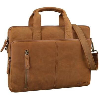 STILORD Raihn Leder Umhängetasche Herren 13.3-14 Zoll Laptop-Tasche für Arbeit Reisen Business Tasche Schmal Laptophülle aus Echtleder Farbe:tan Dunkelbraun STILORD Raihn Leder Umhängetasche Herren 13.3-14 Zoll Laptop-Tasche für Arbeit Reisen Business Tasche Schmal Laptophülle aus Echtleder Farbe:tan Dunkelbraun