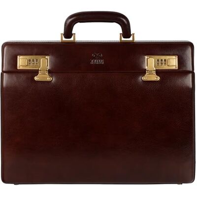 Time Resistance Leder-Attaché-Aktentasche Aktentasche aus vollnarbigem italienischem Leder – Laptoptasche bis zu 15 Zoll – Hartschale mit Schloss Time Resistance Leder-Attaché-Aktentasche Aktentasche aus vollnarbigem italienischem Leder – Laptoptasche bis zu 15 Zoll – Hartschale mit Schloss