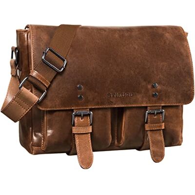 STILORD Hunter Leder Aktentasche 13 Zoll Laptoptasche Vintage Umhängetasche für Herren Damen Businesstasche aus Echtem Leder Farbe:Messina braun STILORD Hunter Leder Aktentasche 13 Zoll Laptoptasche Vintage Umhängetasche für Herren Damen Businesstasche aus Echtem Leder Farbe:Messina braun