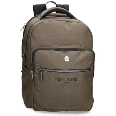 Pepe Jeans Berwick anpassbarer Laptop-Rucksack mit zwei Fächern 15.6 "Zoll Khaki 31x44x15 cm, PU und Polyester 20.46L von Joumma Bags Pepe Jeans Berwick anpassbarer Laptop-Rucksack mit zwei Fächern 15.6 "Zoll Khaki 31x44x15 cm, PU und Polyester 20.46L von Joumma Bags