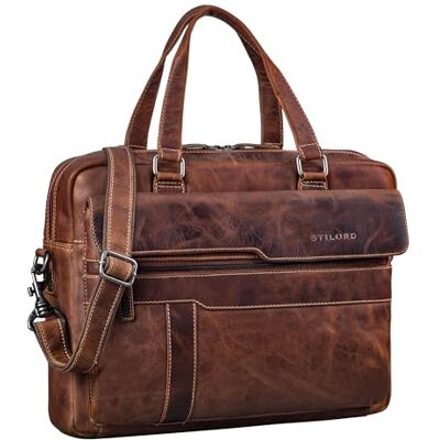 STILORD Matthew Echt-Leder Aktentasche A4 Business Arbeitstasche Damen & Herren Laptoptasche 15.6-16 Zoll Große Arbeitstasche Anti Diebstahl Umhängetasche Farbe:Salerno braun STILORD Matthew Echt-Leder Aktentasche A4 Business Arbeitstasche Damen & Herren Laptoptasche 15.6-16 Zoll Große Arbeitstasche Anti Diebstahl Umhängetasche Farbe:Salerno braun