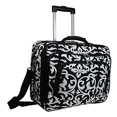World Traveler Rolling Laptop-Aktentasche, Unisex, für Erwachsene, 43,2 cm (17 Zoll), Paisleymuster, Damast mit schwarzem Rand, One Size, Rolling 17 Zoll Laptop Aktentasche World Traveler Rolling Laptop-Aktentasche, Unisex, für Erwachsene, 43,2 cm (17 Zoll), Paisleymuster, Damast mit schwarzem Rand, One Size, Rolling 17 Zoll Laptop Aktentasche