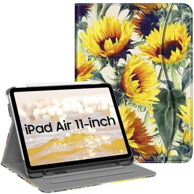 FINTIE Hülle für iPad Air 11 Zoll M2 (2024), iPad Air 5. Generation (2022) / iPad Air 4. Gen 10,9 Zoll, Multi-Winkel Betrachtung Folio Stand Schutzhülle Case Cover mit Dokumentschlitze, Sonnenblume FINTIE Hülle für iPad Air 11 Zoll M2 (2024), iPad Air 5. Generation (2022) / iPad Air 4. Gen 10,9 Zoll, Multi-Winkel Betrachtung Folio Stand Schutzhülle Case Cover mit Dokumentschlitze, Sonnenblume