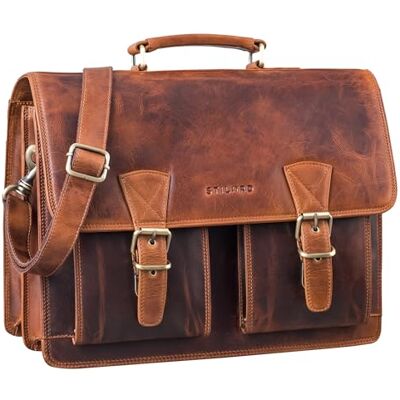 STILORD "Jeffrey Lehrertasche Aktentasche Leder Große Vintage Ledertasche zum Umhängen 15.6 Zoll Laptop Tasche für Schule Uni Business Trolley Aufsteckbar Farbe:sepia braun STILORD "Jeffrey Lehrertasche Aktentasche Leder Große Vintage Ledertasche zum Umhängen 15.6 Zoll Laptop Tasche für Schule Uni Business Trolley Aufsteckbar Farbe:sepia braun