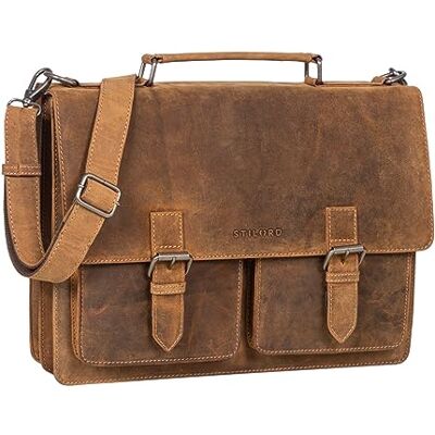 STILORD Amandus Aktentasche Herren Leder Groß Damen Ledertasche Lehrer Laptoptasche 14 Zoll Businesstasche Vintage Echtleder Lehrertasche Leder Farbe:Bergamo braun STILORD Amandus Aktentasche Herren Leder Groß Damen Ledertasche Lehrer Laptoptasche 14 Zoll Businesstasche Vintage Echtleder Lehrertasche Leder Farbe:Bergamo braun