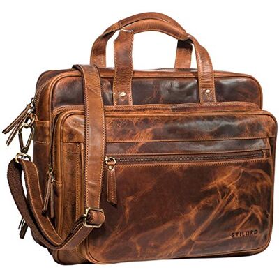 STILORD Herren-Businesstasche aus Leder braun große 15,6 Zoll Laptoptasche Männer-Aktentasche Vintage Umhängetasche aus Rindsleder Walt STILORD Herren-Businesstasche aus Leder braun große 15,6 Zoll Laptoptasche Männer-Aktentasche Vintage Umhängetasche aus Rindsleder Walt