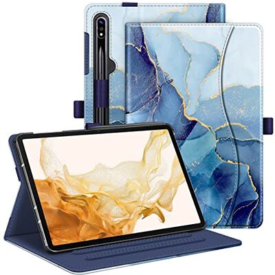 FINTIE Schutzhülle für Samsung Galaxy Tab S10+/ S9+/ S8+/ S7 FE/ S7+ 12,4 Zoll, Multi-Winkel-Viewing Schutzhülle mit Tasche, Auto Sleep/Wake, Ozean-Marmor FINTIE Schutzhülle für Samsung Galaxy Tab S10+/ S9+/ S8+/ S7 FE/ S7+ 12,4 Zoll, Multi-Winkel-Viewing Schutzhülle mit Tasche, Auto Sleep/Wake, Ozean-Marmor