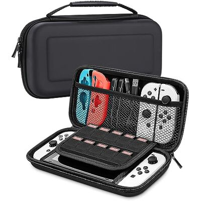 Tasche für Nintendo Switch/Switch OLED Zubehör, Deluxe Harte Tragetasche Tasche Hülle Größerem Stauraum für Switch Konsole mit 10 Spiele-Ablagefach und Anderes Zubehör, Schutzhülle Schwarz Tasche für Nintendo Switch/Switch OLED Zubehör, Deluxe Harte Tragetasche Tasche Hülle Größerem Stauraum für Switch Konsole mit 10 Spiele-Ablagefach und Anderes Zubehör, Schutzhülle Schwarz