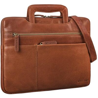 STILORD "Cole Vintage Laptoptasche 14 Zoll Leder Herren Schmal Laptophülle Echtleder Dokumententasche für Laptop Arbeit Business Reise Farbe:schwarz STILORD "Cole Vintage Laptoptasche 14 Zoll Leder Herren Schmal Laptophülle Echtleder Dokumententasche für Laptop Arbeit Business Reise Farbe:schwarz