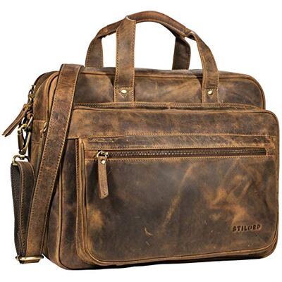 STILORD Herren-Businesstasche aus Leder braun große 15,6 Zoll Laptoptasche Männer-Aktentasche Vintage Umhängetasche aus Rindsleder Walt STILORD Herren-Businesstasche aus Leder braun große 15,6 Zoll Laptoptasche Männer-Aktentasche Vintage Umhängetasche aus Rindsleder Walt