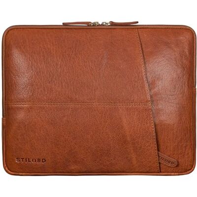 STILORD "Merkur Vintage Laptophülle Leder 13 bis 14 Zoll für Macbook und Laptop Sleeve Hülle Case Tasche Weich Lederhülle weiches Echtleder Farbe:tan dunkelbraun STILORD "Merkur Vintage Laptophülle Leder 13 bis 14 Zoll für Macbook und Laptop Sleeve Hülle Case Tasche Weich Lederhülle weiches Echtleder Farbe:tan dunkelbraun