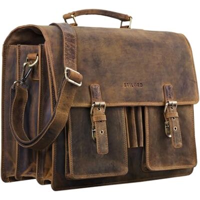STILORD 'Anton' Echtleder Aktentasche XL 15.6" Laptopfach aufsteckbar Verbesserte Version Farbe:mittel braun STILORD 'Anton' Echtleder Aktentasche XL 15.6" Laptopfach aufsteckbar Verbesserte Version Farbe:mittel braun