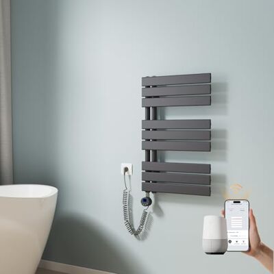 EMKE WLAN Handtuchheizkörper Elektrisch 762x 500 mm, Flach Badheizkörper Handtuchhalter Elektrisch, Elektrischer Handtuchwärmer Handtuchtrockner mit Thermostat und Heizstab, 400W Anthrazit EMKE WLAN Handtuchheizkörper Elektrisch 762x 500 mm, Flach Badheizkörper Handtuchhalter Elektrisch, Elektrischer Handtuchwärmer Handtuchtrockner mit Thermostat und Heizstab, 400W Anthrazit